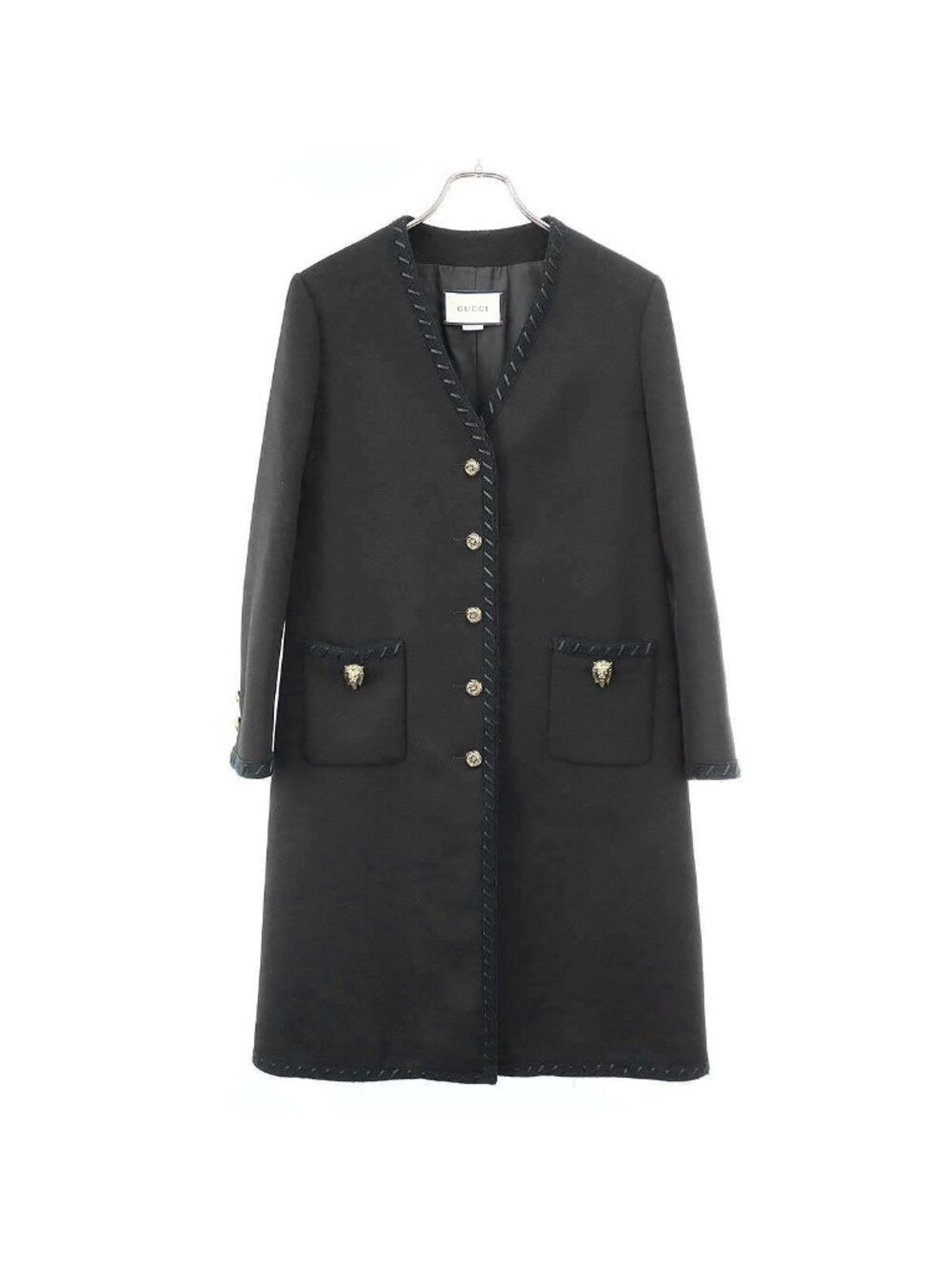 Gucci Melton Long Coat Black 38